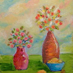 “2 Flower Vases And Lemons” By Sharon Blancard