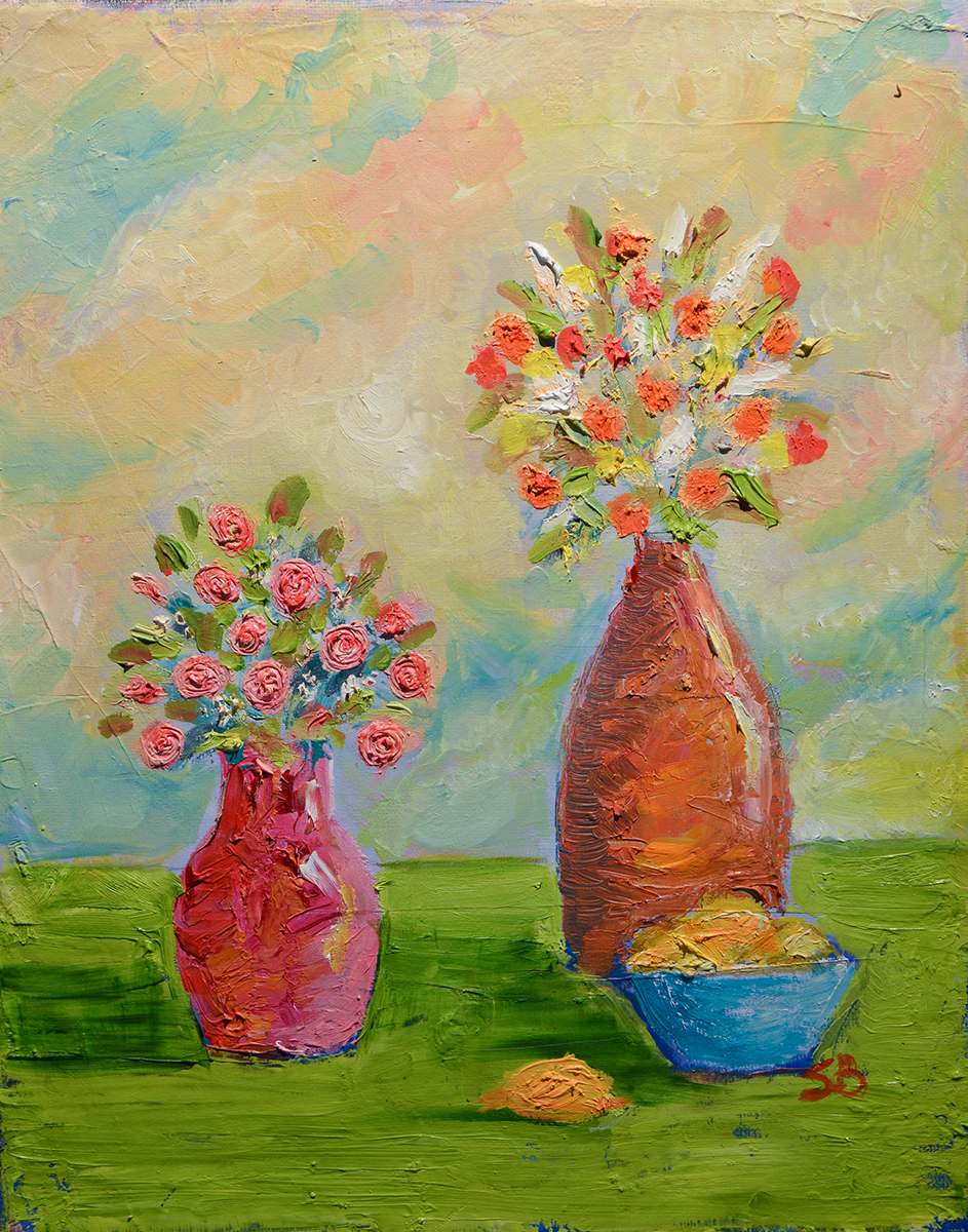 2 Flower Vases and Lemons Sharon Blancard