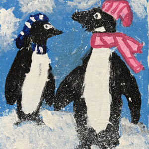 “Penguins’ Snowy Day” By Gelsomina Giacinto