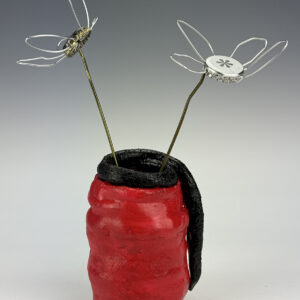 “The Black Worm On A Red Vase With Flowers” By John Golmant