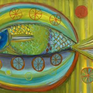 “Fish with Orange Wheels” by Joan Limbrick